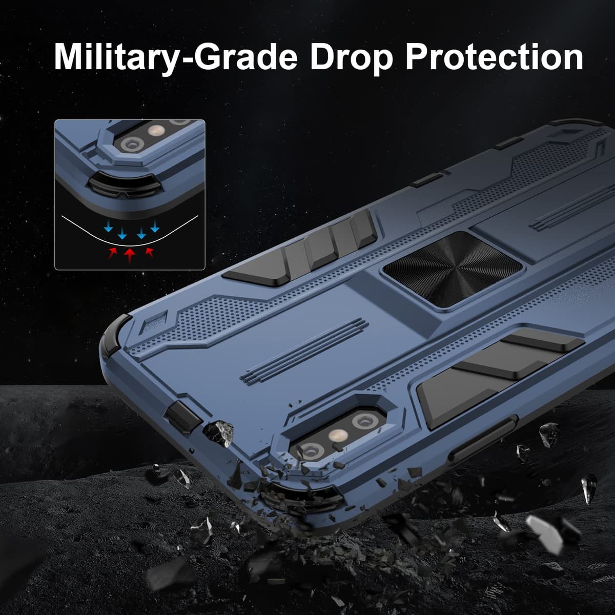 Funda para CMF Phone 2 Pro, Carcasa Antigolpes con Soporte anular metálico, Case Protectora de Grado Militar, Negro — view 904