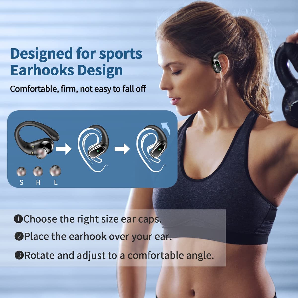 Auriculares inalámbricos Bluetooth Deportivos, Auriculares Bluetooth 5.4 HiFi Estéreo con 4 HD Mic, 50H Cascos Inalambricos con Cancelacion Ruido ENC, IP7 Impermeable Cascos para Running/Pantalla LED — view 4