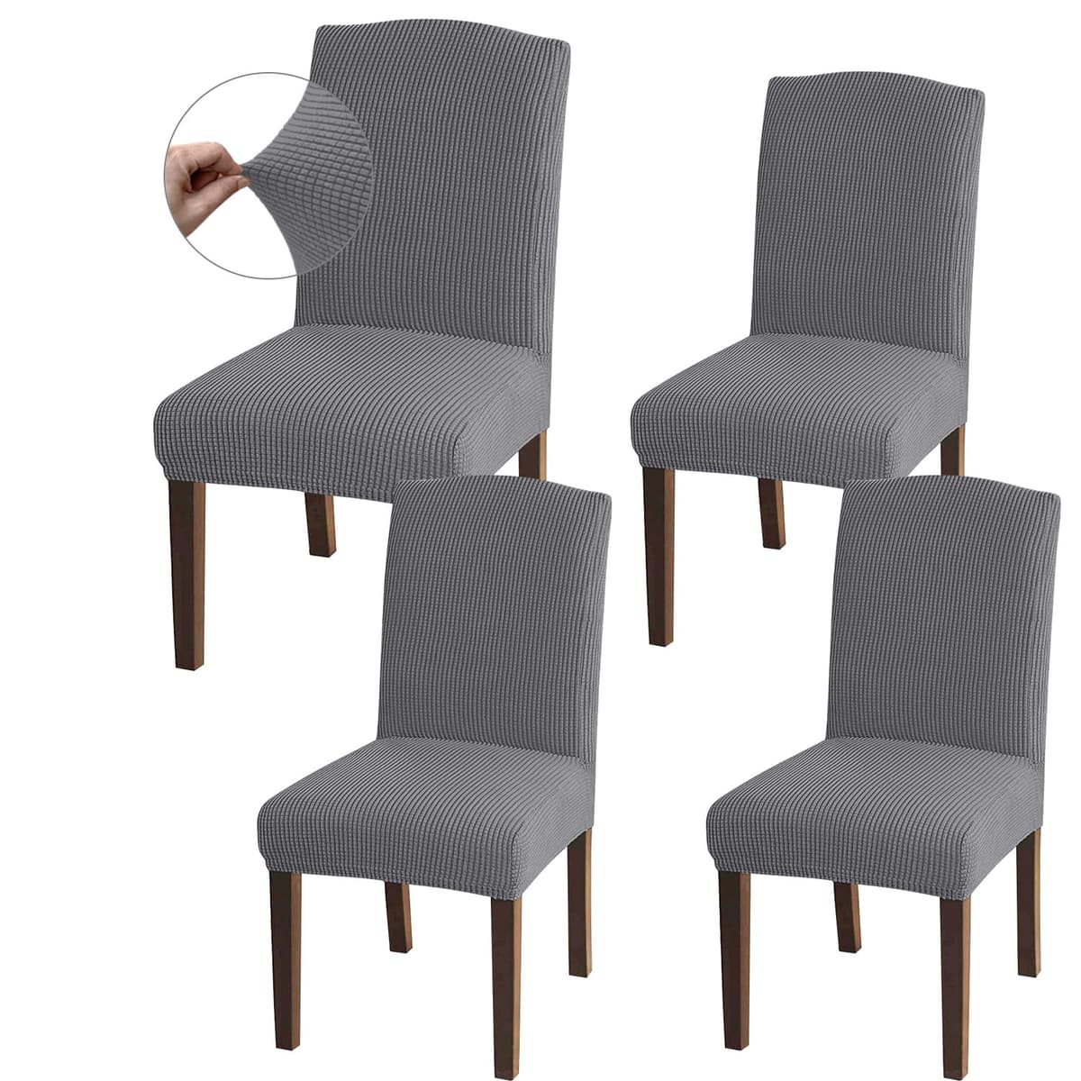 Granbest High Stretch Dining Chair Slipcovers, Universal Fit Jacquard Parson Dining Chair Covers, Removable Chair Protectors for Dining Room, Kitchen, Restaurant and Hotel (Set of 4, Grey) — view 12