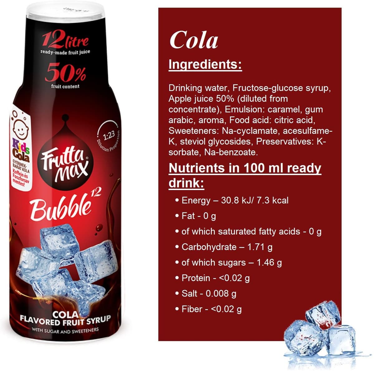 FruttaMax Cola Syrup | Less Sugar | 50% Real Fruit Concentrate | Suitable for soda Machine 500ml — view 2
