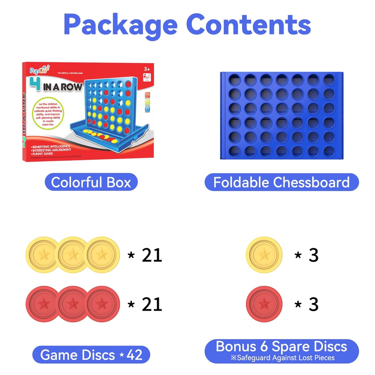 Pup Go Standard Size 4 in a Row Board Game for Kids Ages 3+, Ideal for Boys and Girls, Funny Educational Family Toy, 2 Player Strategy Game with 6 Spare Discs, Foldable Design — view 9