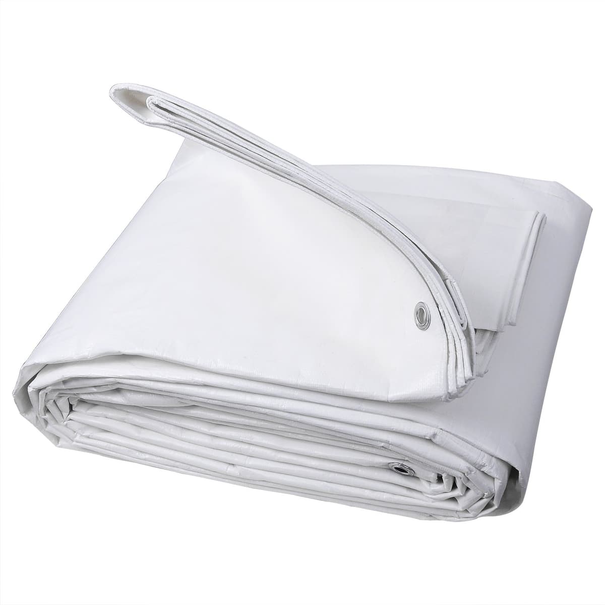 WOLTU Lona Impermeable Exterior 3x4m, 180g/m² Lona de Protección Toldo Reforzado PE con Ojales, Duradera Resistente a Los Rayos UV Desgarros, para Leña, Muebles, Jardín, Piscinia, Blanco