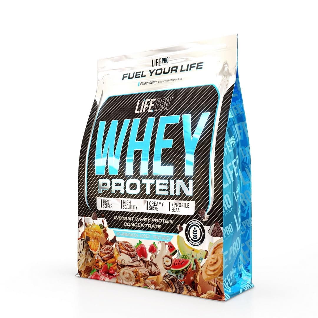 Life Pro Whey 1Kg | Alimento Deportivo, 78% Proteína Concentrado de Suero, Protege Tejidos, Anticatabolismo, Crecimiento Muscular y Facilita la Recuperación (1 kg, BAG VANILLA ICE CREAM)