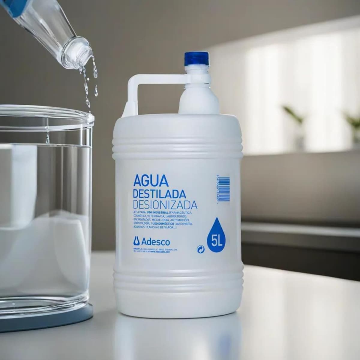 ADESCO Deionized Water 3 x 5L Suitable for CPAP Autoclave Iron Batteries Plants Cleaning Technical Multiple Uses 1 Box with 3 — view 2