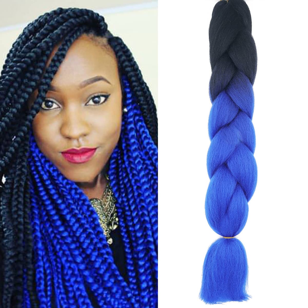 24" Braiding Hair Extension Jumbo Braids Synthetic 3bundles/pack Crochet Hair Afro Box Braid Heat Resistent (Dark Purple) — view 39