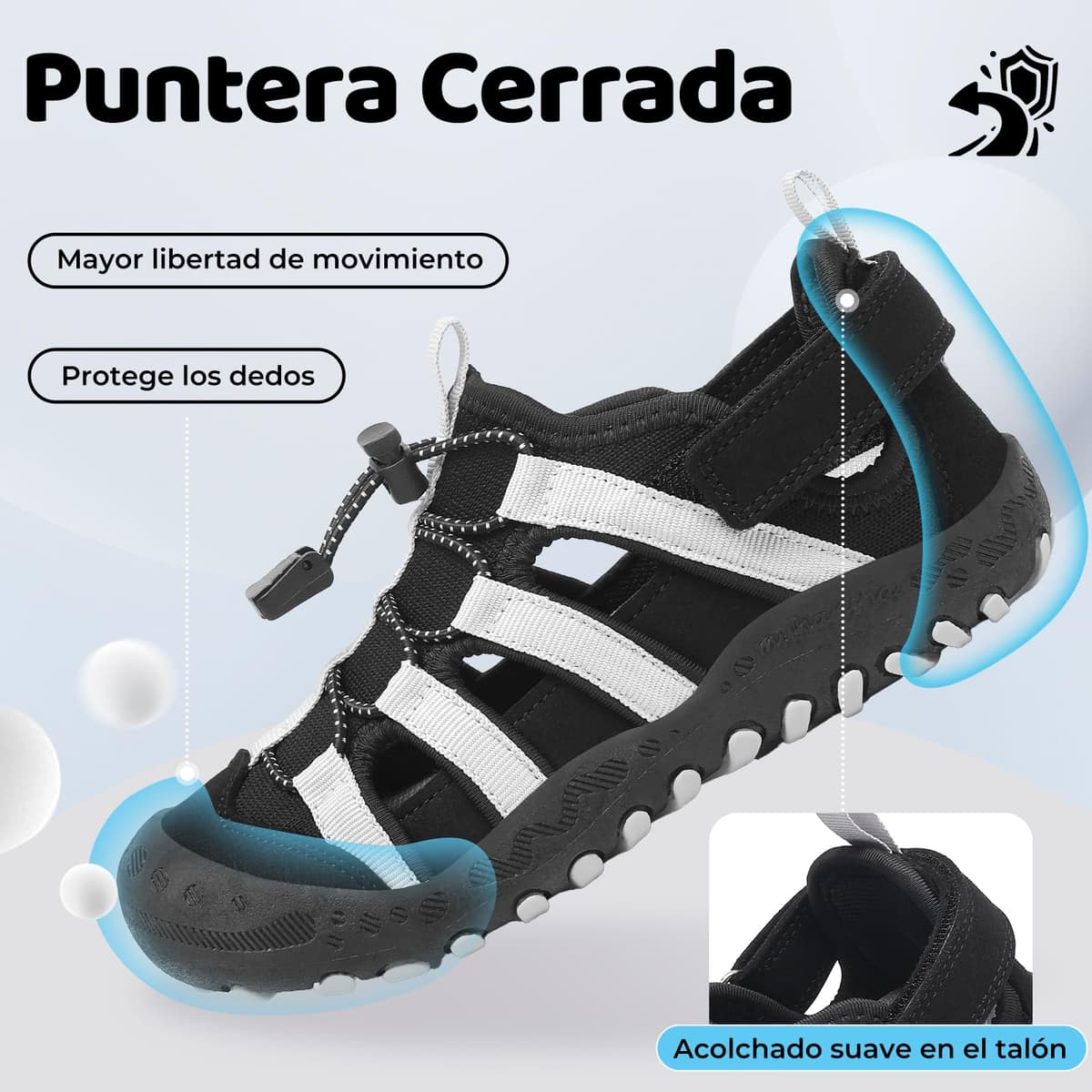 Mishansha Sandalias Deportivas para Niños con Puntera Cerrada Zapatos de Verano para Playa Senderismo Sandalias Tallas 26-38 — view 3