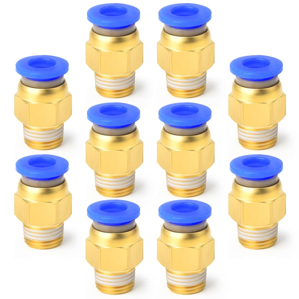 10 piezas de tubo de 10mm OD x 1/4 BSP macho recto de empujar para conectar neumáticos accesorios (PC10-02)