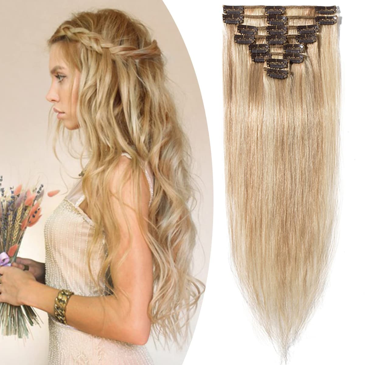 12 inch Clip in Hair Extension Human Hair One Piece 100% Real Remy [#2 Dark Brown] 3/4 Full Head Straight Hair Pieces for Women Invisible Short (40g) — view 59