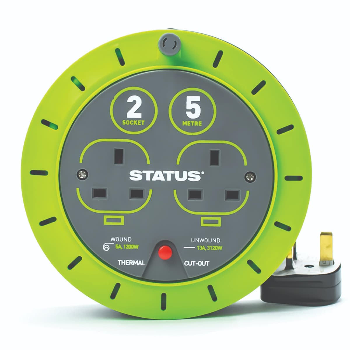 STATUS 4 Socket Cable Reel, 25m, Green, 13 Amp, Thermal Cut Out, Heavy Duty, Outdoor Extension Lead, Ideal for Garden, Workshop, DIY, Power Tools (S25M13ACR2) — view 21