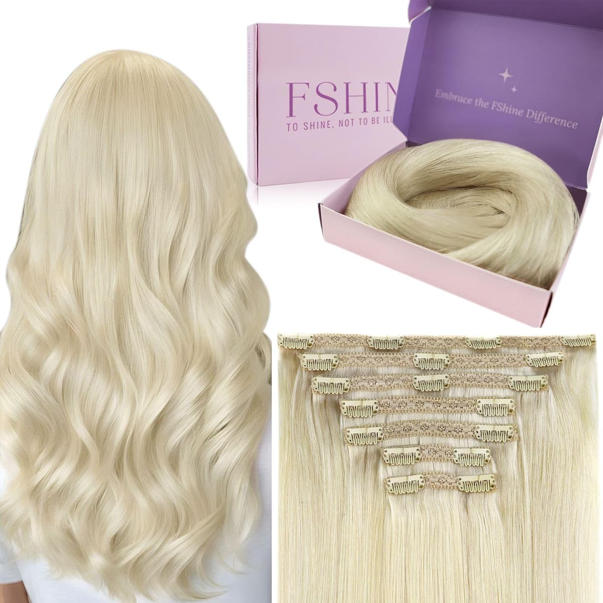 Fshine Clip in Hair Extensions Human Hair Copper Hair Extensions 18 Inch 120 g 7 pcs Color 330 Natural Straight Hair Extensions for Women Real Human Hair — view 54