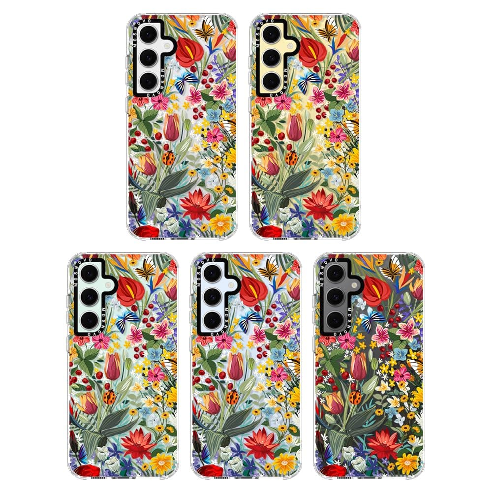 MOSNOVO Case for Samsung Galaxy S24 FE, [Buffertech 6.6ft Military-Grade Drop Protection] [Anti Peel Off Tech] Clear TPU Bumper Phone Case Cover Design - In The Garden — view 3
