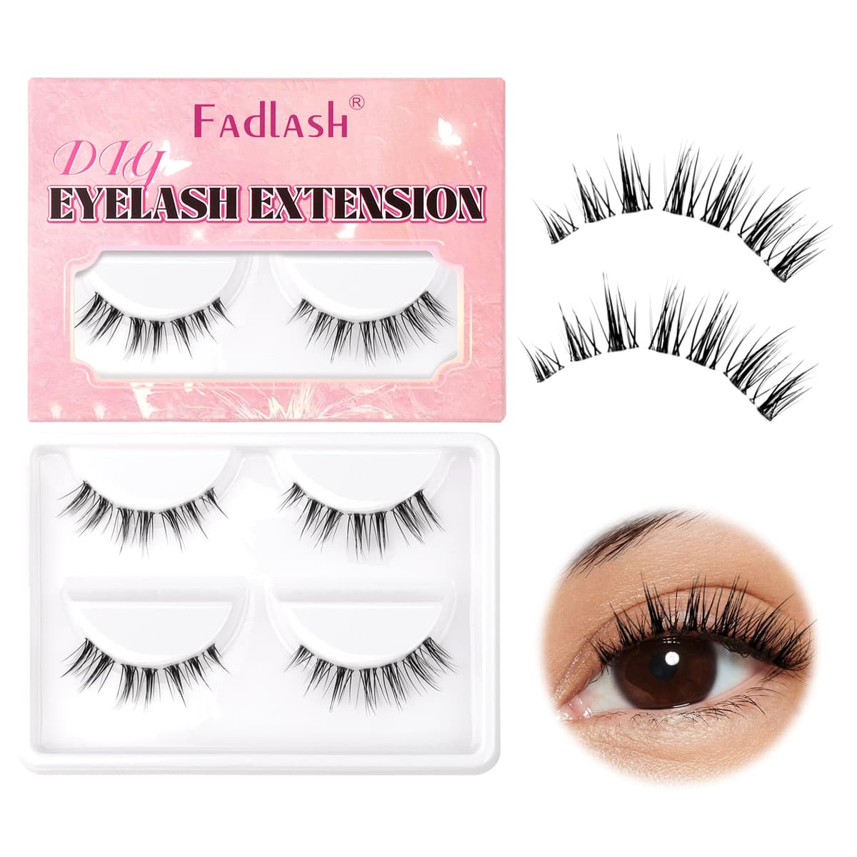 FADLASH 280pcs Extensiones Pestañas Postizas Individuales 40D Cluster Lashes 0.07mm Rizo D Mix 8-16mm Volumen Ruso Pestañas Racimo — view 114