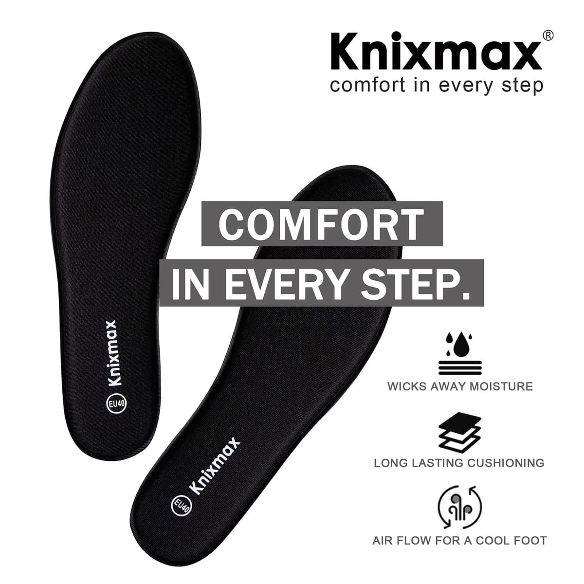 Knixmax Plantillas Memory Foam para Mujer y Hombre Comodidad Plantilla de Zapato Absorción de Impacto Amortiguación Suave Suelas Internas para Zapatillas, Botas — view 4