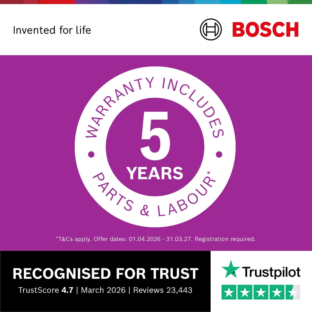 Bosch WAN28258GB Series 4, Free-Standing Washing Machine, A Rated, Front Loader, 8 kg, 1400 rpm, Iron Assist, White — view 3