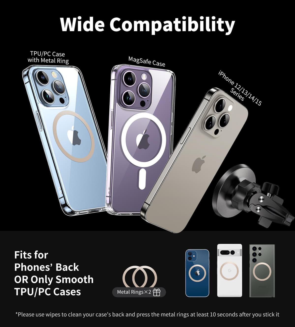 BHHB 16 Strong Magnetic Cell Phone Holder, Car Ventilation, 360° Rotate, Magsafe Car Mount, Suitable for iPhone 16 15 14 13 12 Samsung Huawei and Other Mobile Phones — view 6