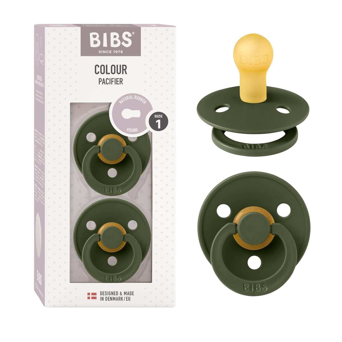 BIBS Colour Soother 2-Pack, BPA Free Dummy Pacifier, Round Nipple. Natural Rubber Latex, Size 2 (6-18 Months), Sky Blue/Steel Blue — view 105