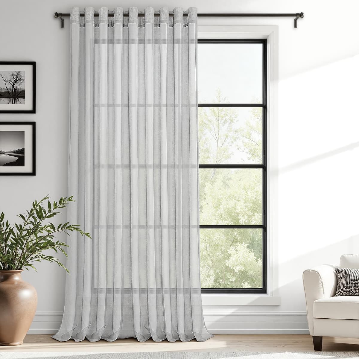 MRTREES Cortina para Ventana Dormitorio Translúcidas Visillos Paneles para Ventanas Sala para Niños Sala Comedor 2 Piezas 140×245cm Blanco — view 51
