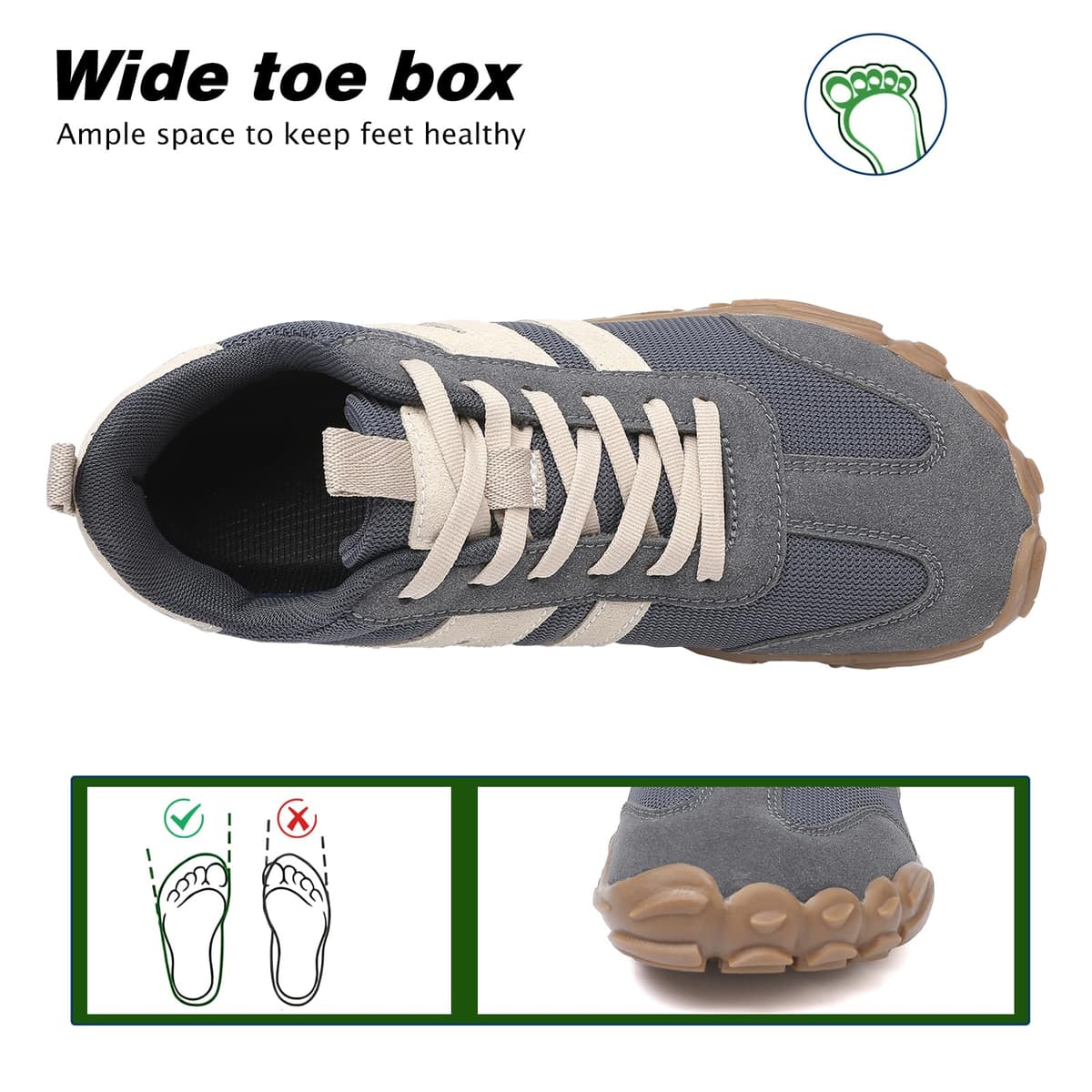 AONETIGER Zapatillas Barefoot Hombre Mujer Ligeras Zapatos Minimalista con Horma Ancha Transpirables Deporte Calzado Descalzo Exterior Interio Gr.36-47 EU — view 4