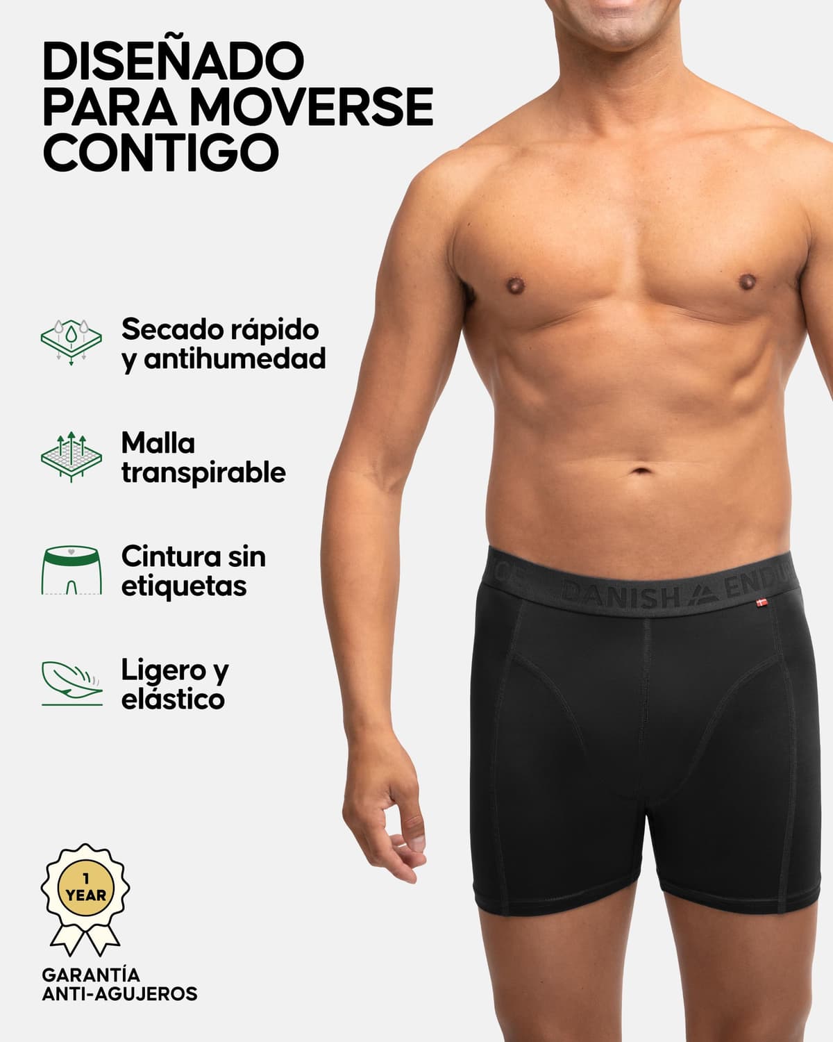Danish Endurance Men's Sports Trunks 3-Pack Extra Long Ropa Interior de Hombres Hombre (Pack de 3) — view 2