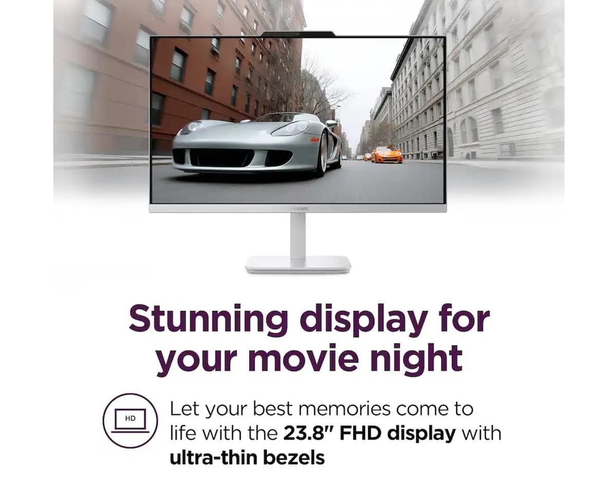 Lenovo A100 AIO Desktop| 23.8" FHD Anti-Glare All-in-One Computer|8GB RAM|256GB SSD| Intel 4-Core CPU| Webcam| Wi-Fi 6 | RJ-45|Windows 11| Weired Keyboard & Mouse| for Business & Students| RK Bundle — view 8