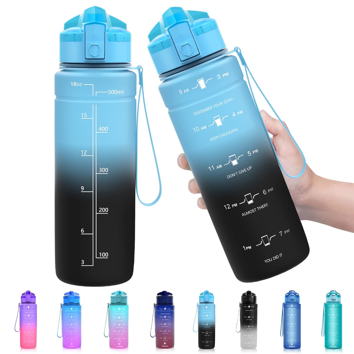 ZOUNICH Botella Agua Deporte, Botella Agua Niños sin BPA Reutilizable Plástico Tritan - 500 ml / 700 ml / 1 l, Cantimploras para Te con Filtro, para Infantil, Gimnasio, Bicicleta — view 25