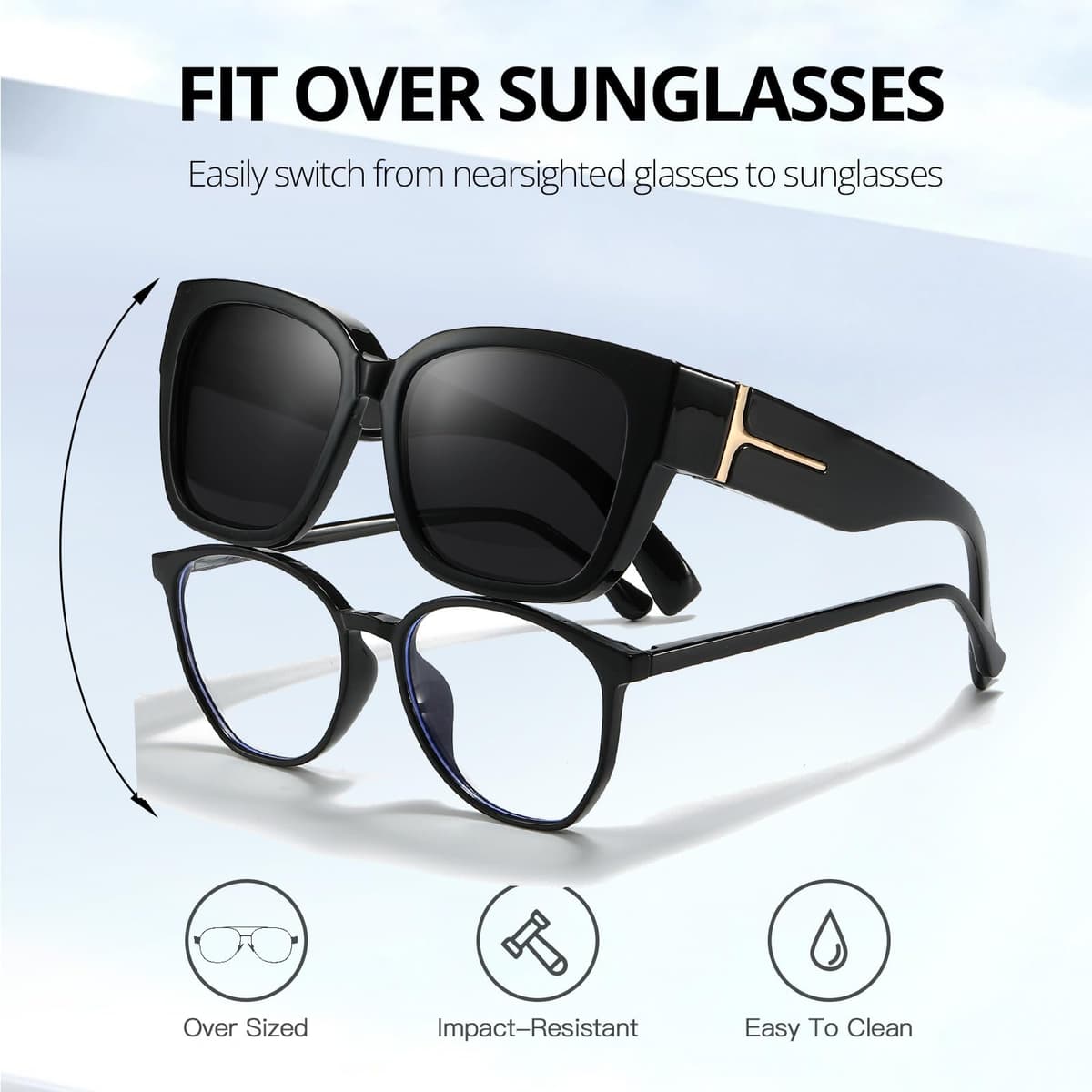 Myiaur 2 Pack Over Glasses Sunglasses for Women Polarised Oversized Frame Sun Glasses with UV400 Protection, Driving & Outdoor — view 8