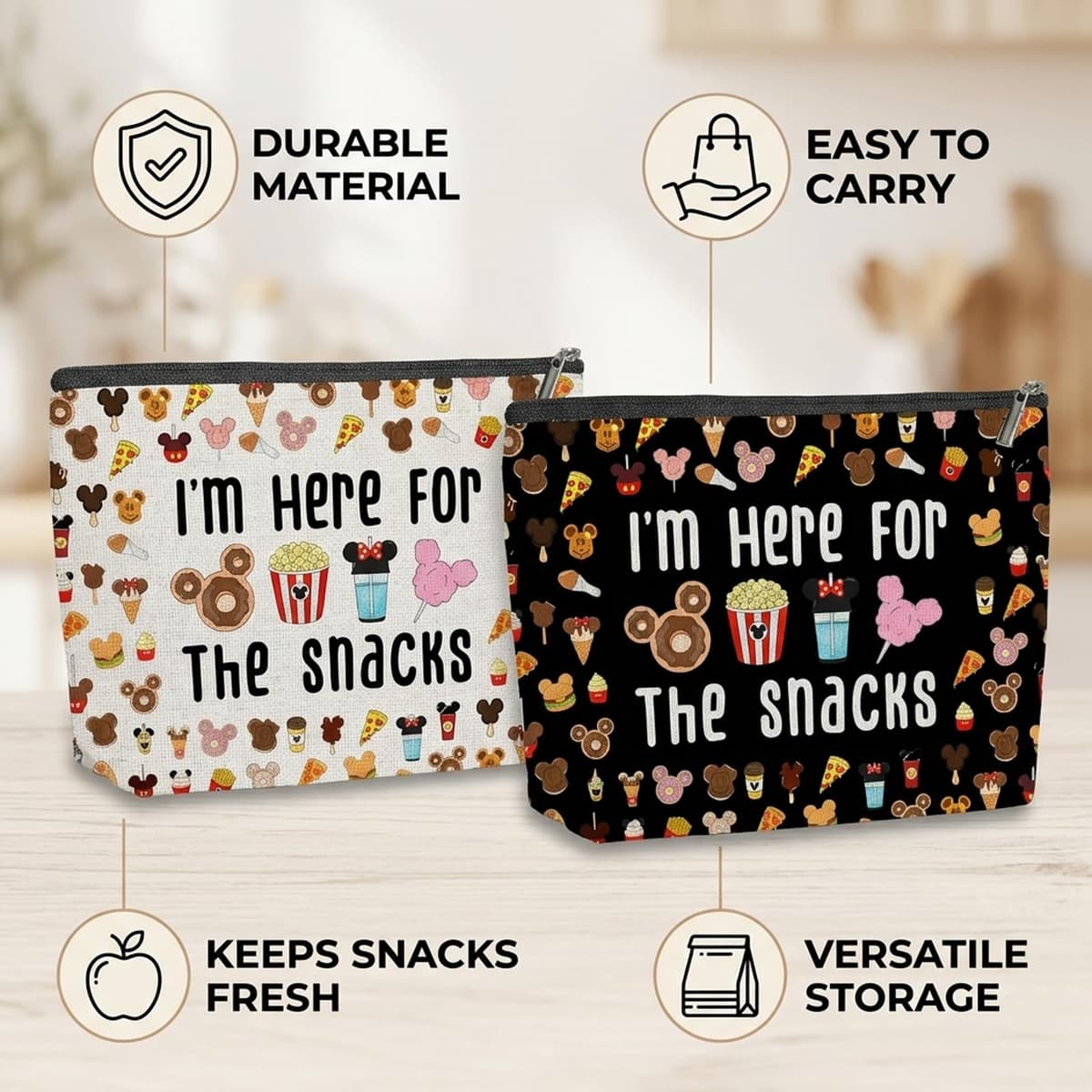 Snack Bag, Emergency Snacks Bag for Travel, Small Snack Bags with Compact Dimensions 25 Cm by 17 Cm, Ideal for On-the-Go Snacking and Daily Use — view 4
