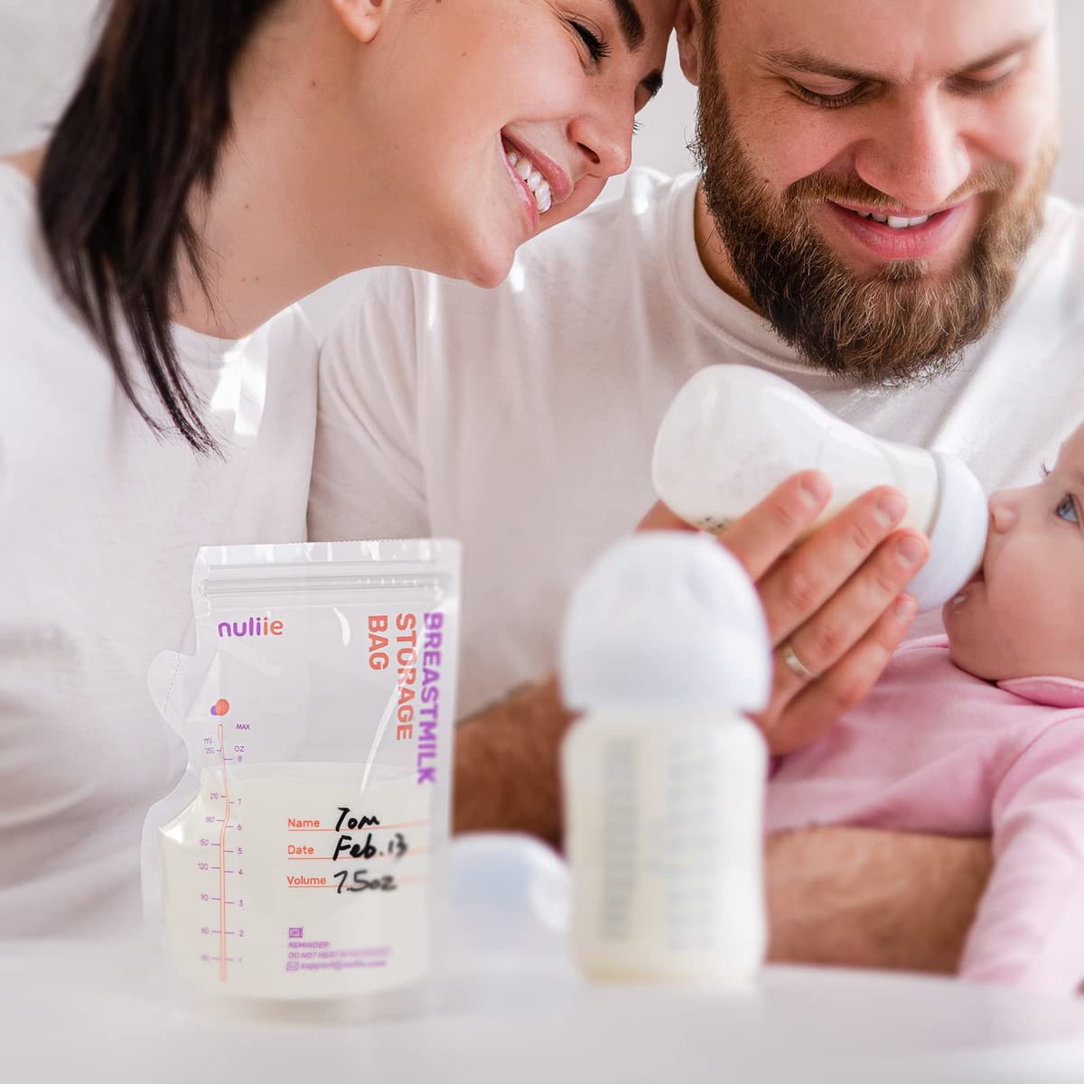 Nuliie 120 Pcs Breast Milk Storage Bags, 250ml BPA Free Milk Storage Bags with Pour Spout for Breastfeeding, Self-Standing or Flat Pre-sterilised Bag, Space Saving for Fridge or Freezer Use — view 9