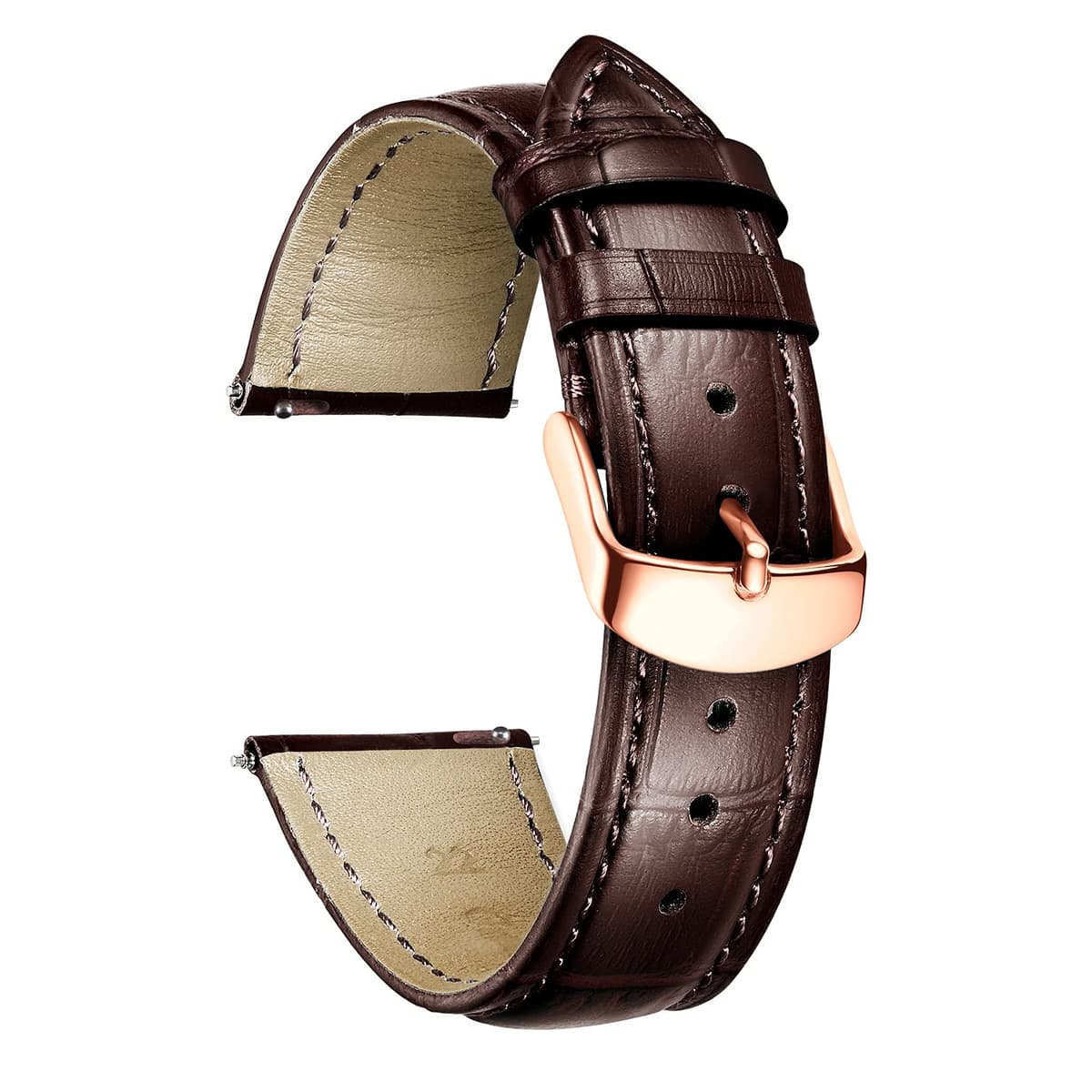 BINLUN Quick Release Leather Watch Straps Replacement Watch Bands Smart Watch Strap Crocodile Pattern in 10 Colors 13 Sizes with Silver/Gold/Rose-Gold Buckle for Men Women(10mm-24mm) — view 177