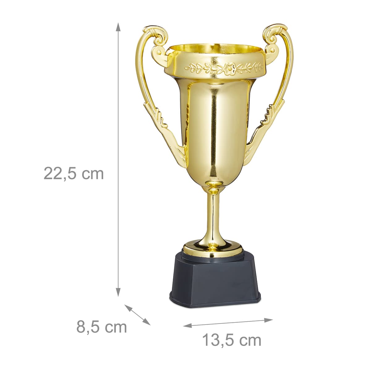 Relaxdays Set de 3 Copas de Trofeo, Ceremonia de Premio, Torneos Deportivos, Sin Grabado, 22,5x13,5x8,5 cm, Multicolor — view 4