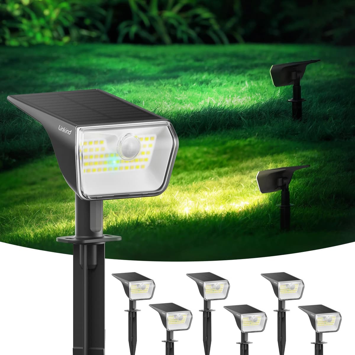 Linkind 60 LED Luces Solares Exterior Jardin,3000K Blanco Cálido Focos Solares con el modo de invierno, 800LM,Impermeable IP67 Lámparas Solares para Jardín, Patio, Calzada, Piscina,3 Piezas — view 12