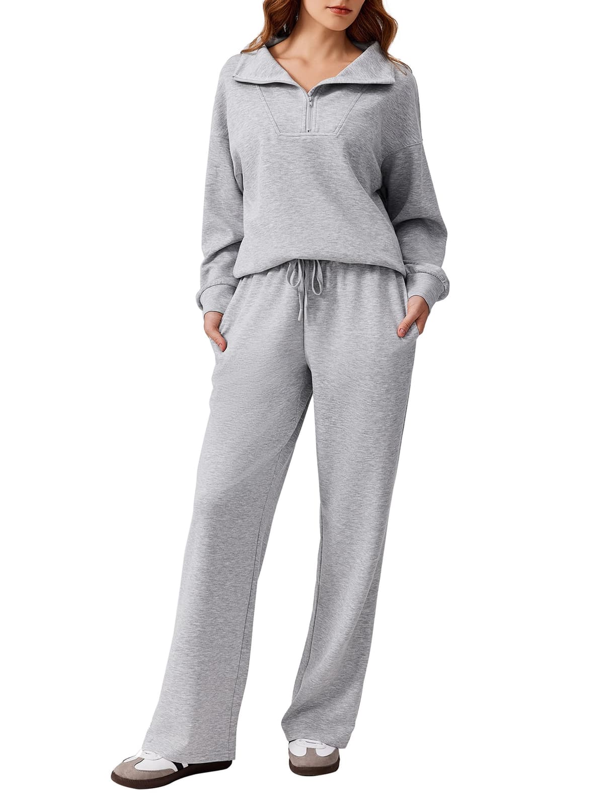 PINSPARK 2 Piece Sets for Women 2024 Fall Outfits Sweatsuit Oversized Sweatshirt Wide Leg Sweatpants Matching Set Tracksuit — view 26