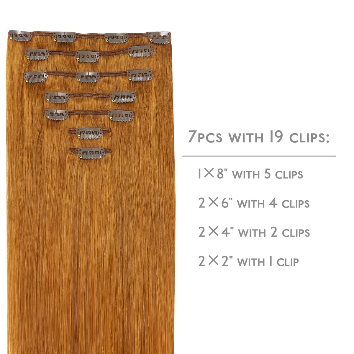 WENNALIFE Extensiones Clip Pelo Natural, 35cm 120g 7 Piezas, Jengibre Caoba Extensiones de Clip Natural Extensiones Pelo Remy Extensiones Cabello Postizos Mujer — view 2
