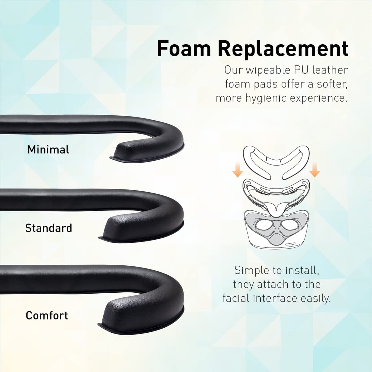 VR Cover Fitness Facial Interface Bracket & Foam Comfort Replacement with Lens Protector Cover for Oculus/Meta Quest 2 (Dark Blue & Black + Comfort Foam) — view 3