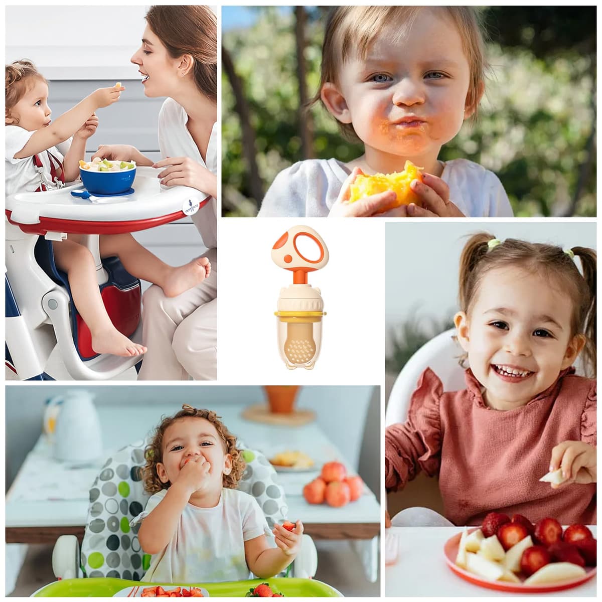 Alimentador Fruta Bebé - Mordedor Silicona Calmar Encías | Malla Chupete Led Weaning 4 Meses+ | Sin BPA, Limpieza Fácil, Herramienta Autoalimentación, Congelados Infantil — view 5