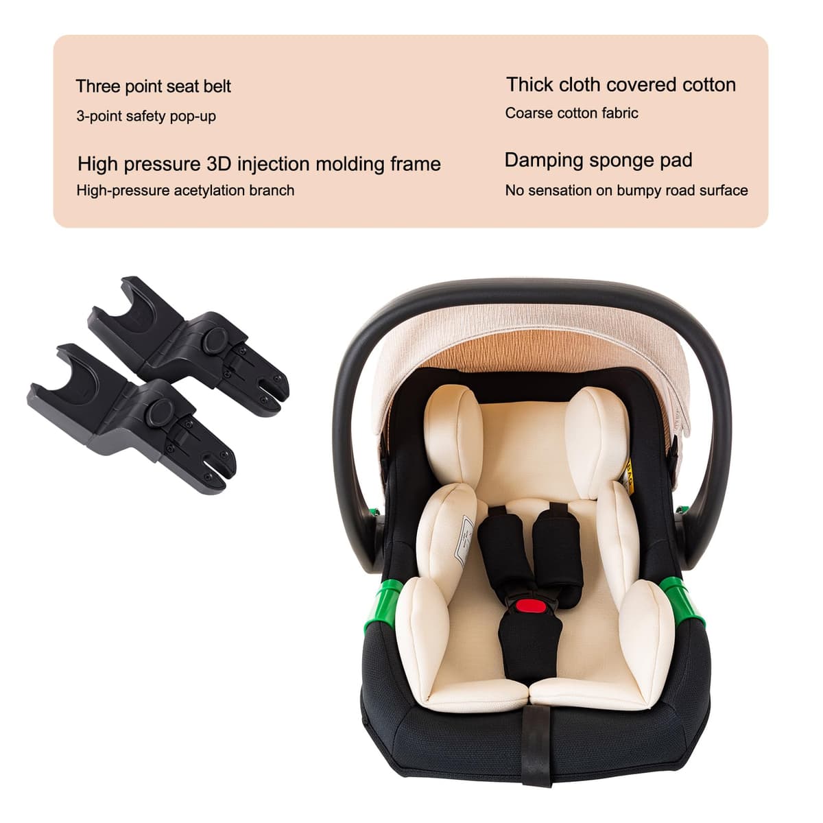 3 in 1 Baby Stroller with Height Adjustable Handle,3 in 1 Prams Travel System, Lightweight Foldable Pushchair, Prams with Aluminum Frame for Portable Baby Carriage (D2 Pink, H2-D) — view 5