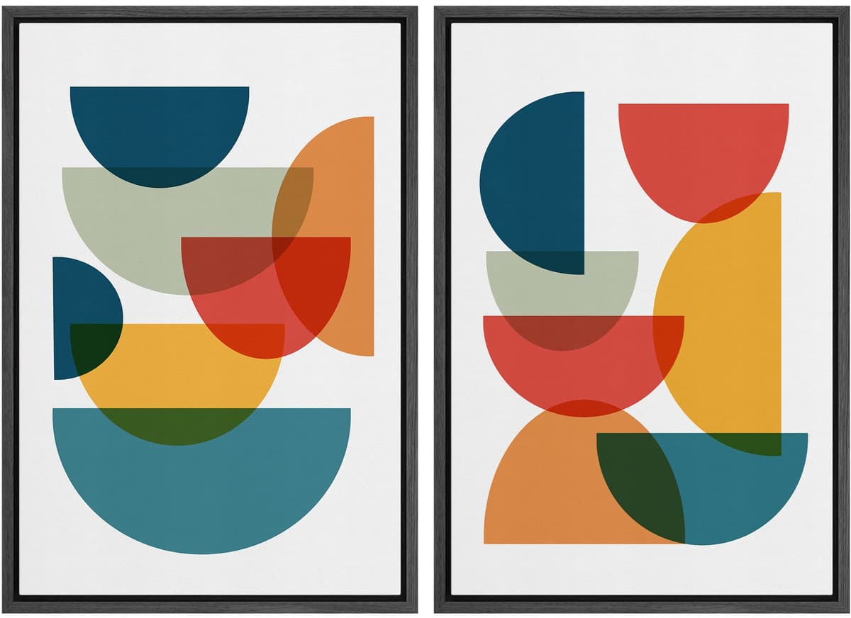 MUDECOR Framed Canvas Print Wall Art Set Watercolor Pastel Duotone Tan Landscape Abstract Shapes Illustrations Modern Art Decorative Contemporary for Living Room, Bedroom, Office - 24"x36"x2 Natural — view 87