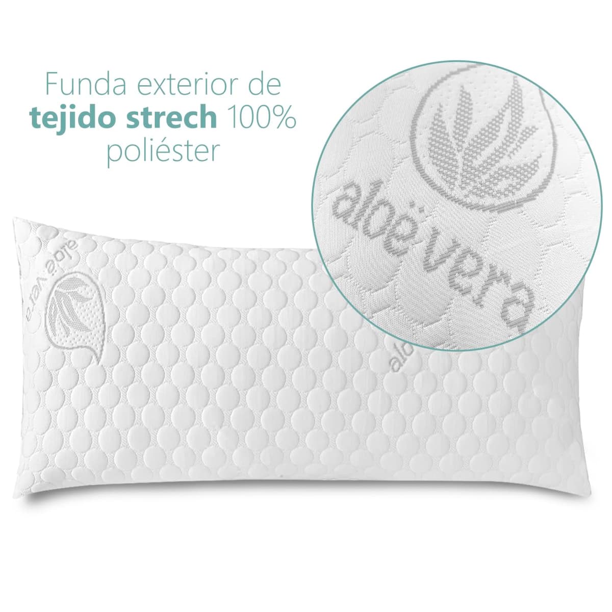 MERCURY TEXTIL- Almohada de Copos Viscoelásticos, Tejido Strech de Aloe Vera Transpirable y Termorregulable, Firmeza Media (105 cm) — view 3
