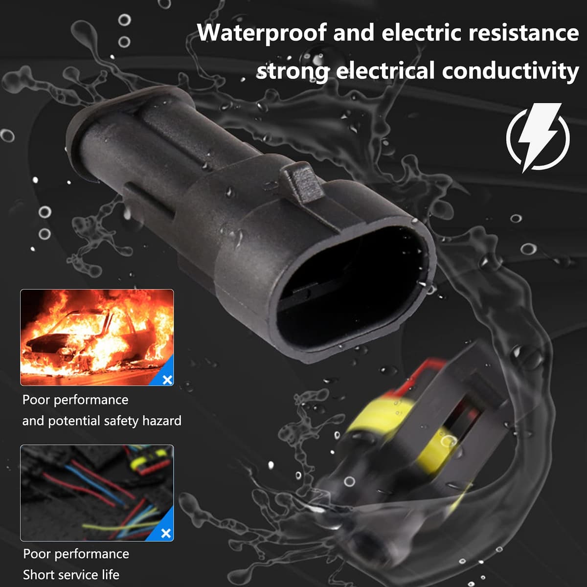 352 PCS Waterproof Electrical Connector Kit, 1 2 3 4 Pin Waterproof Car Wire Connector, Automotive Electrical Plugs and spark plug Connectors for Motorcycle Scooter Car Truck Boats — view 6