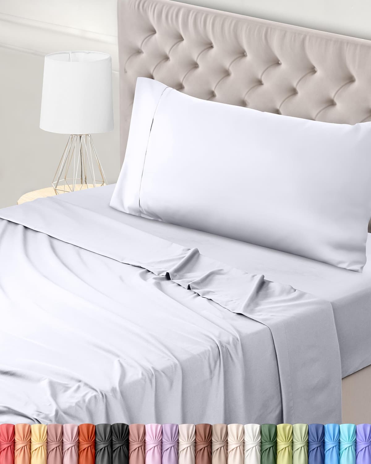 Utopia Bedding Juego de Sabanas 4 Piezas 150x200 - Poliéster Microfibra Cepillada - Oeko-Tex Certificado - Sábana Bajera, Sábana Plana y 2 Fundas de Almohada 50x75 (Cama 150, Blanco) — view 21