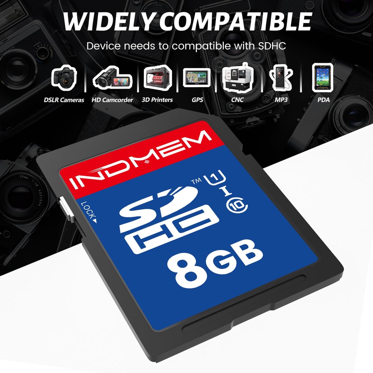 SD Card 8GB, SD Memory Card 8GB UHS-I SDHC U1 Class 10, High Speed Card for Digital Camera, Computer, Trail Camera 2 Packs — view 3