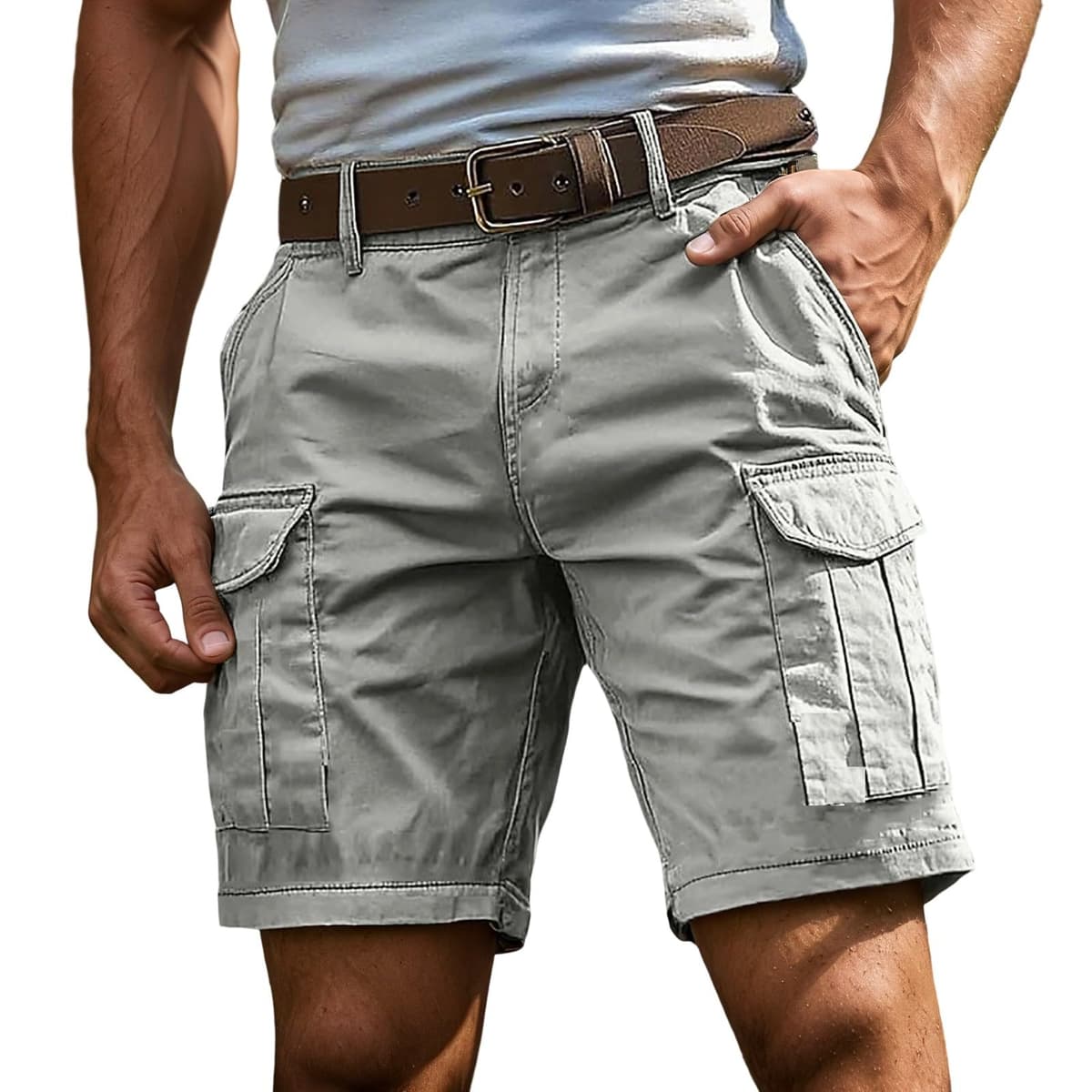 Pantalones Cortos Hombre Cargo Bermudas de Trabajo Deportivos Hombre Verano Cargo Cortos Casual Bermudas Shorts Running Deporte con Múltiples Bolsillos — view 17