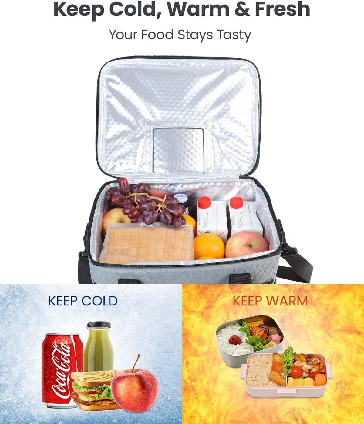 Kollea Cool Bag - 30 Litre Cool box -Insulated Cooler Bag Lunch Bag Keep Warm and Cold, Leak-Proof, With Carriying Straps, Multiple Pockets - Ideal for Travel, Camping, Picnics, BBQ — view 4
