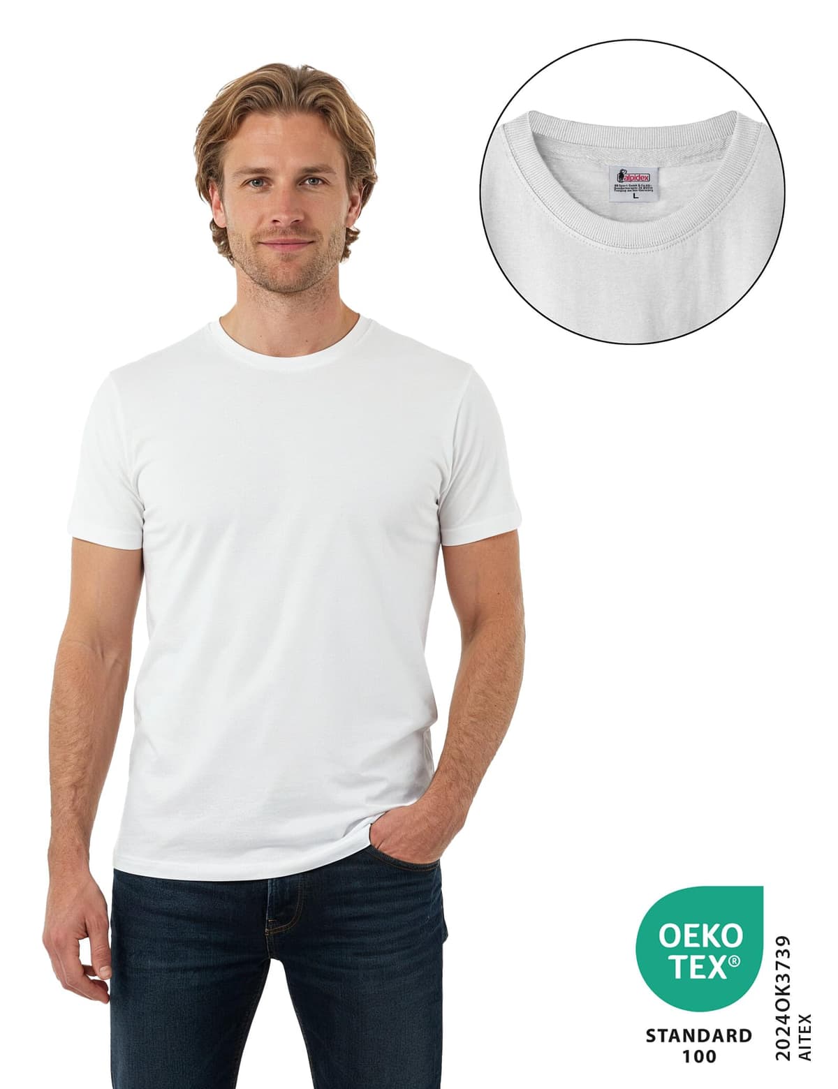 ALPIDEX T-Shirt Camisetas Hombre Pack de 5 Cuello Redondo 100% Algodón Unicolor Corta Shirt Men Camisa de Manga Casual S M L XL XXL 3XL 4XL 5XL — view 3