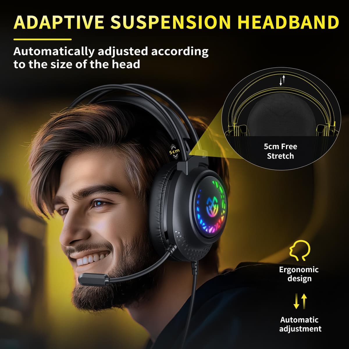 Tatybo Gaming Headset for Ps5 Ps4 Xbox Series X/S, Wired Gaming Headphones for Switch Xbox One PC Stereo Surround Sound Noise