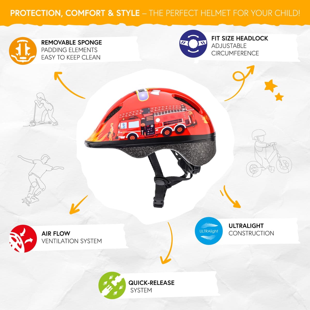Casco Bicicleta para Niñas y Niños - Helmet Infantil de Bici para Ciclismo MTB Road Race Montaña BMX Carretera y Actividad Ciclista - Rolerskate Patines — view 2