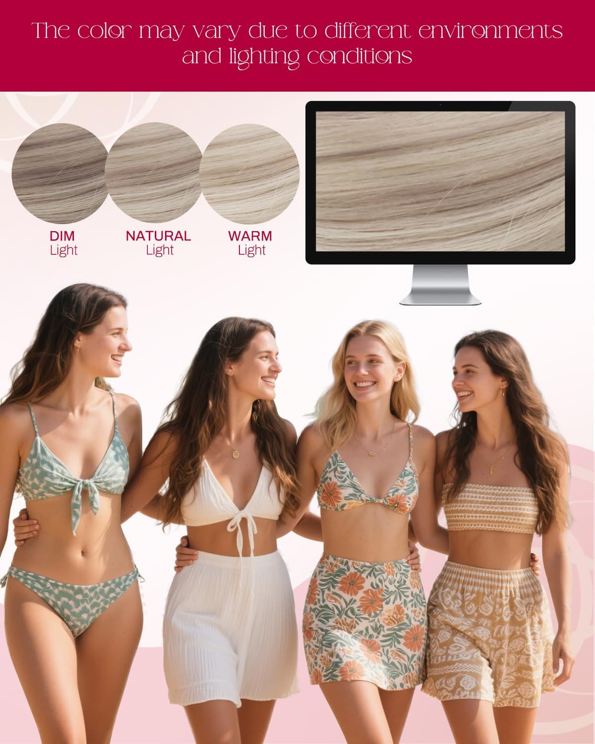 Moresoo Blonde Nano Hair Extensions Human Hair Ash Blonde with Platinum Blonde Nano Beads Human Hair Extensions 18 Inch Blonde Nano Ring Hair Extensions 1g/s 50g/Pack #P18/613 — view 5