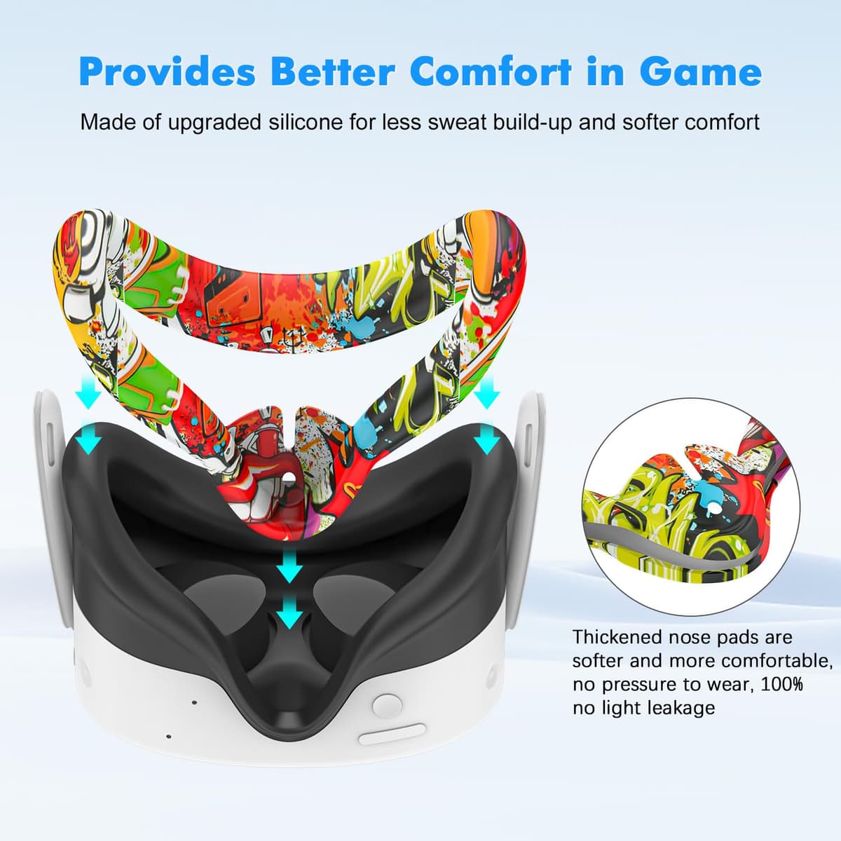 Tyasoleil VR Silicone Case Compatible with Meta/Oculus Quest 3S, VR Accessory Set, Include Controller Grip Leather Cover, VR Shell Cover, Face Cover, Lens Cover & 10PCS Disposable Eye Cover — view 4