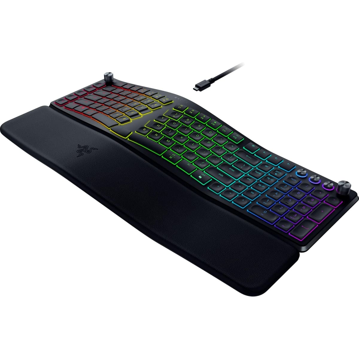 Razer Pro Type Ergo Wireless Split Ergonomic RGB Keyboard: Adjustable Tilt, Wrist Rest, Natural Typing, Multi Device Connectivity (2.4 GHz, Bluetooth, USB Type C), Windows/Mac Compatible - Black — view 11