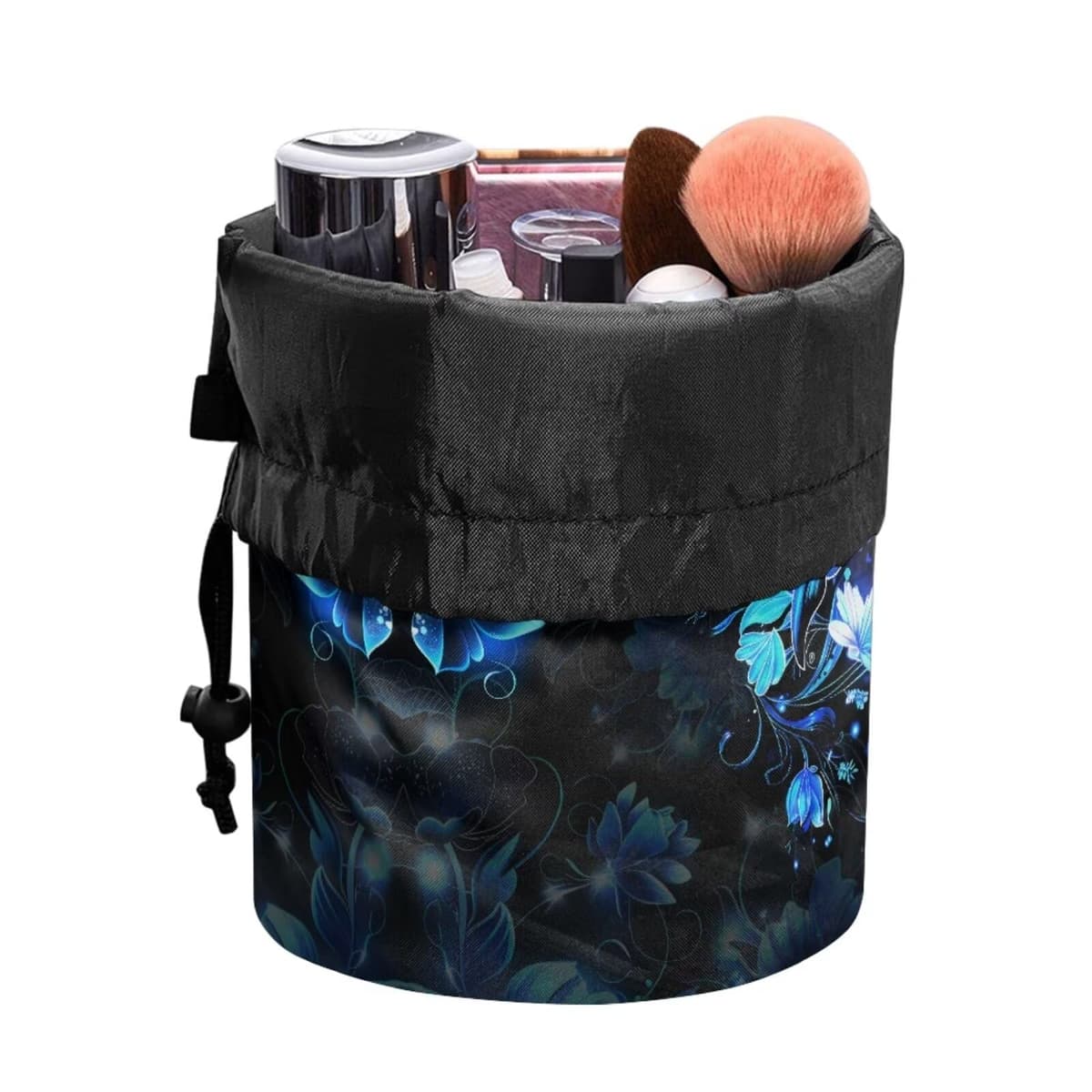 chaqlin Neon Dolphin Travel Cosmetic Bags Barrel Makeup Bag,Women Girls Portable Foldable Cases Multifunctional Toiletry Bucket Bags Round Organizer Storage Pocket — view 4